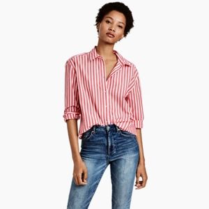 H&M Red and White Striped Oversized Shirt